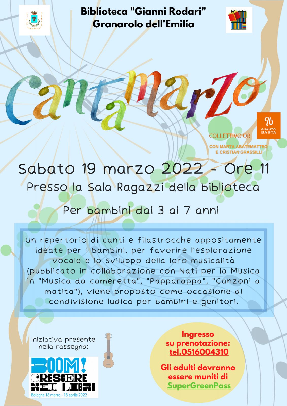 CantaMarzo in biblioteca - Unione dei Comuni Terre di Pianura